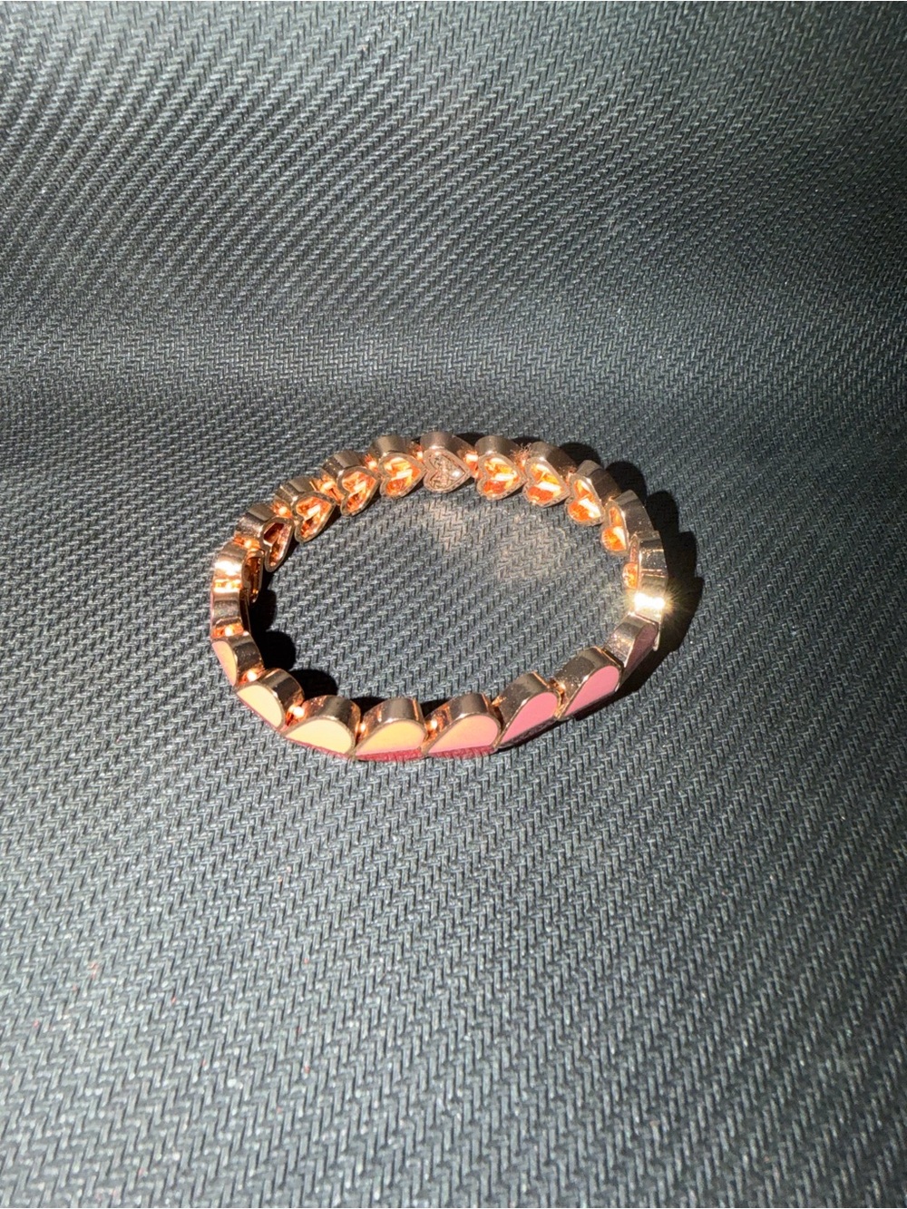 Kate Spade Rose Gold Tone Heart Link Bracelet with Pink Accents